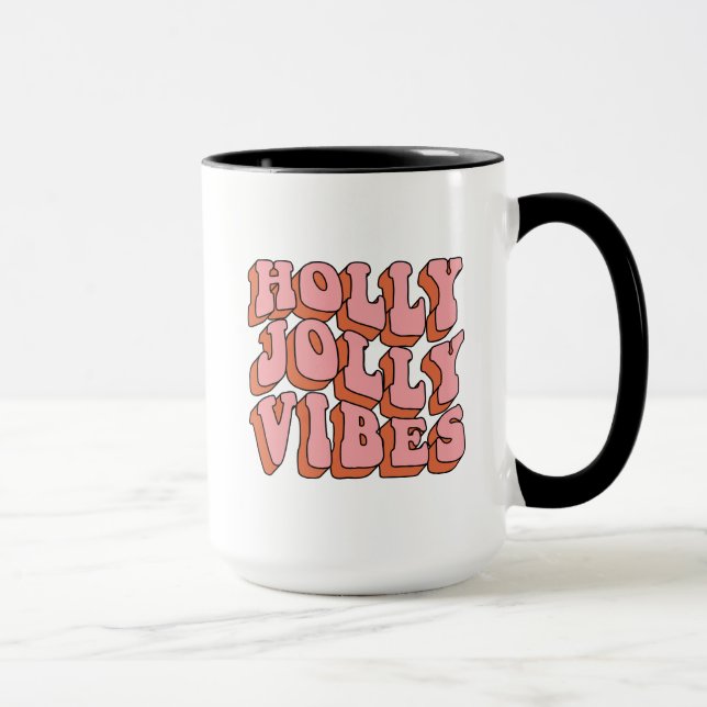 Caneca Holly Jolly Vibes - Retro Holiday Cheer (Direita)