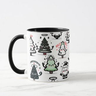 Caneca Holy Chrismaroly Pattern – Funny Christmas Trees