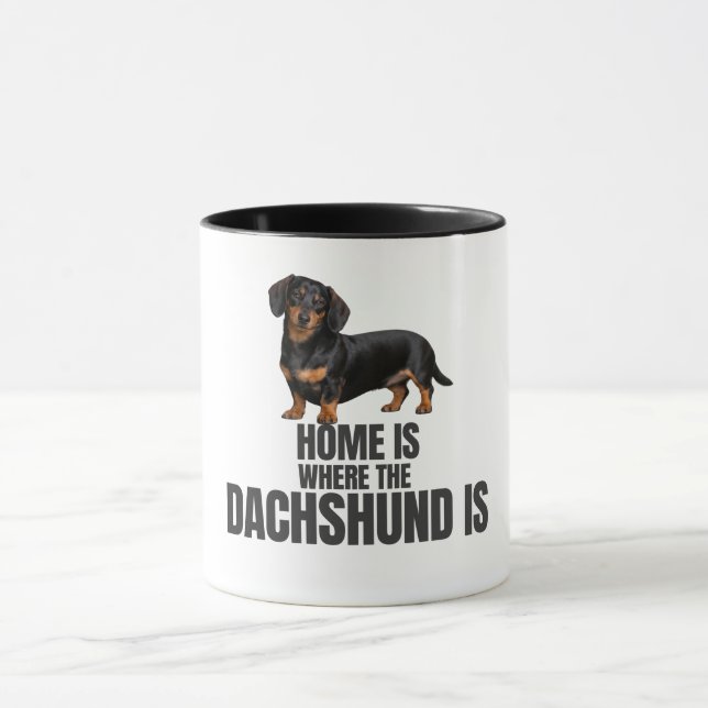 Caneca Home Is Where the Black & Tan Dachshund Is Coffee  (Centro)