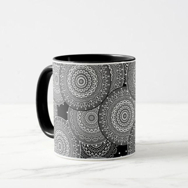 Caneca Homem círculos geométricos modernos abstratos form (Frente Esquerda)