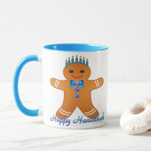 Caneca Homem de gengibre da Hanukkah Judaica Menorá