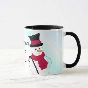 Caneca Homem de neve com chapéu e caneta