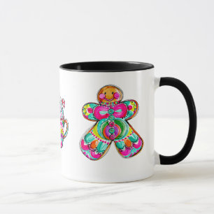 Caneca Homem de Pão de Mel Rosa Café Estético de Natal