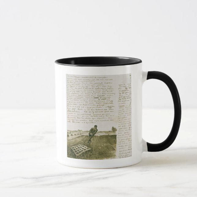 Caneca Homem de Vincent van Gogh | que puxa uma grade (Direita)