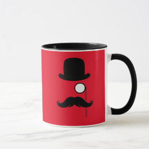 Caneca Homem do bigode no fundo vermelho