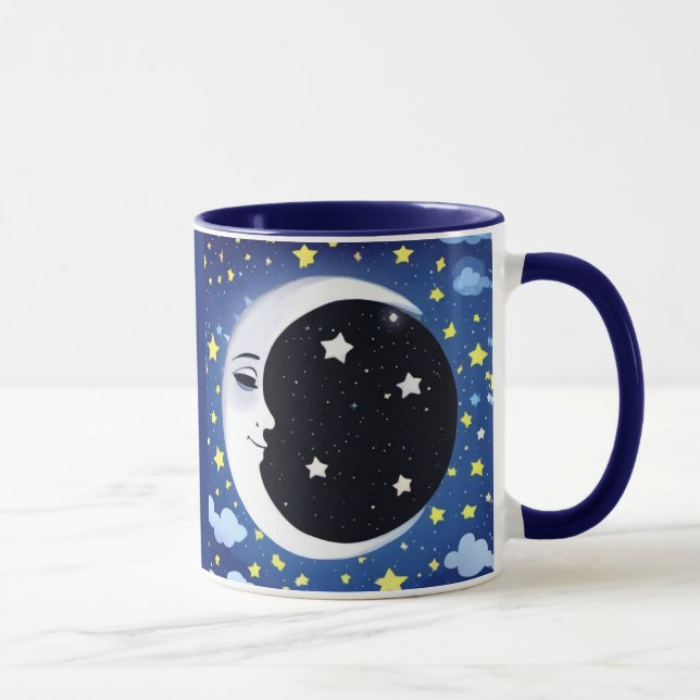 Caneca Homem na Lua num fundo estrelado (Direita)