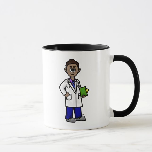 Caneca Homem Negro Médico Segurando o Clip Conselho Mug (Direita)