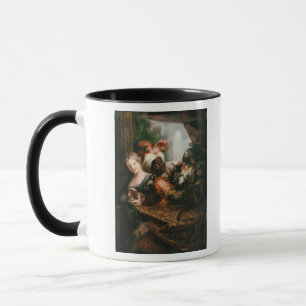 Caneca Homem negro novo que guardara uma cesta
