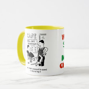 Caneca Homem passa o dia comendo café da manhã todo