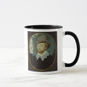 Caneca Homem que clasping a mão de uma nuvem