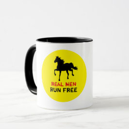 Caneca Homens Verdadeiros Correm Cavalo Negro Livre E Sel
