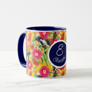 Caneca Honeyeater de face azul personalizável