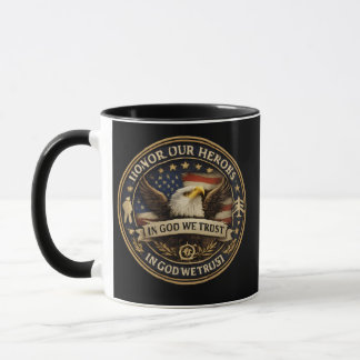 Caneca Honor Our Heros Military Coin Patriotic Coffee Mug