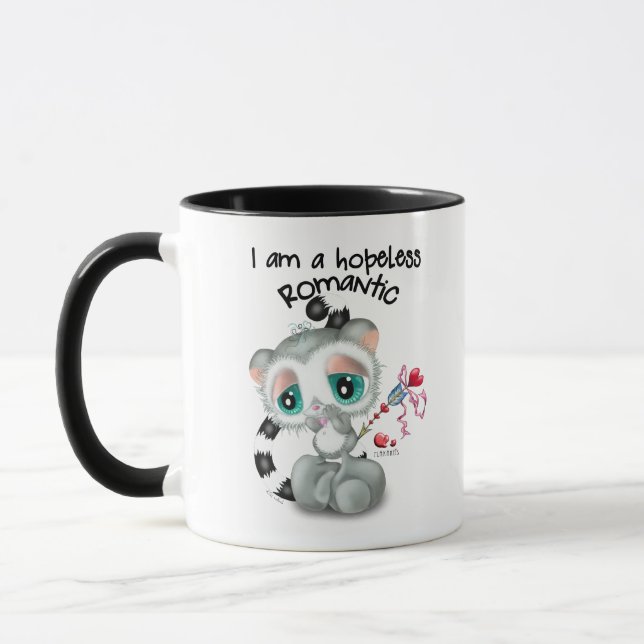 Caneca Hopeless romantic adorable Lemur - hand-drawn (Esquerda)