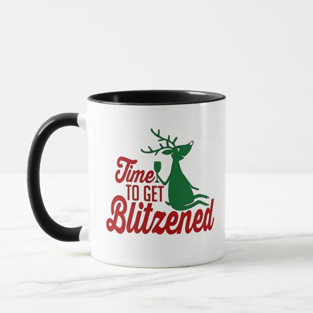 Caneca Hora de Blitzenar Reindeer de Natal (Esquerda)