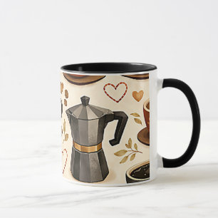 Caneca Hora do Café Aconchegante - Padrão Seamless Estéti