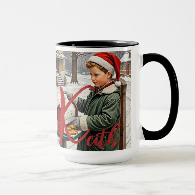 Caneca Horário de Natal - Alfabeto Personalizável (Direita)