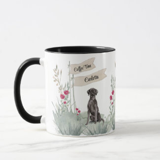 Caneca Horário do Café Labrador Negro-Bonito