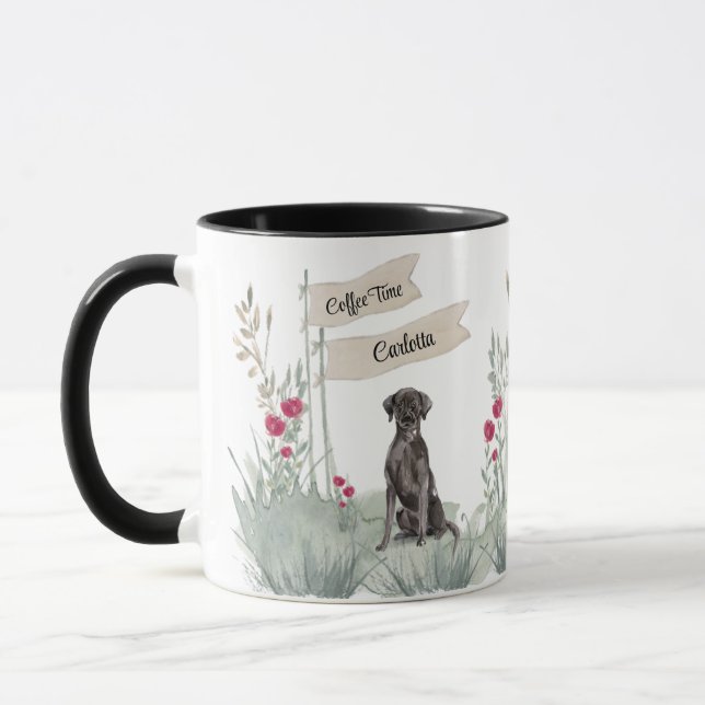 Caneca Horário do Café Labrador Negro-Bonito (Esquerda)