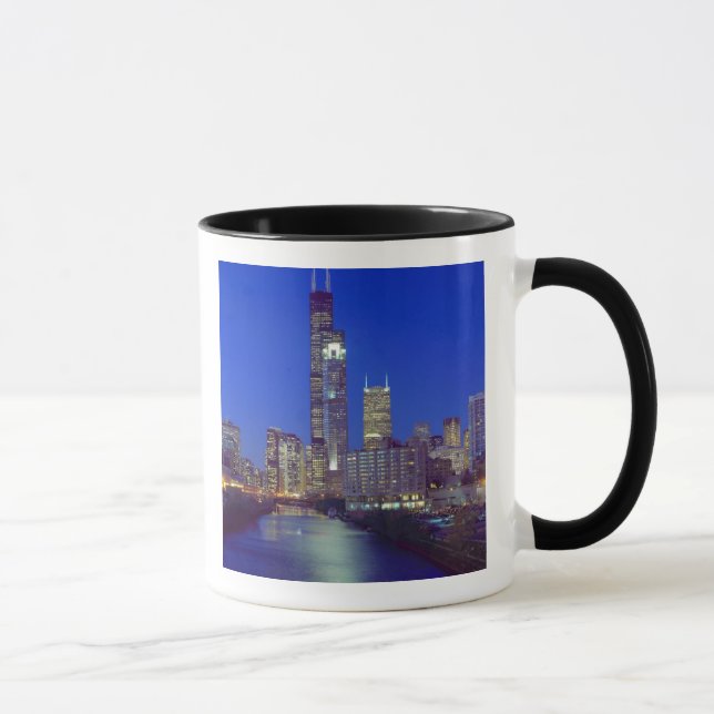 Caneca Horizonte de Chicago, Illinois, à noite com Chicag (Direita)