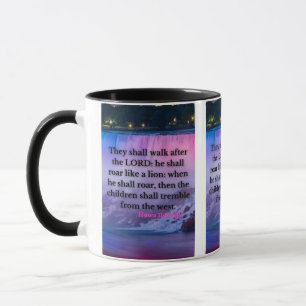 Caneca Hosea 11:10 KJV Bíblia Pic Verso Pic Mug De Dois T