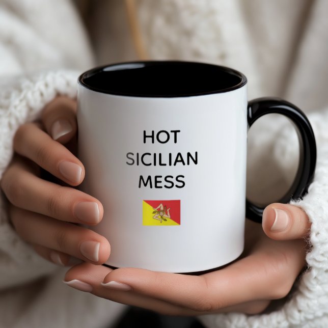 Caneca Hot Sicilian Mess (Hot Sicilian Mess Mug
Funny Mug with Flag of Sicily)