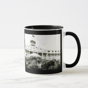 Caneca Hotel grande, ilha de Mackinac, preto e branco