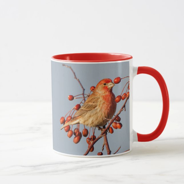 Caneca House Finch com as Berries Hawthorn (Direita)