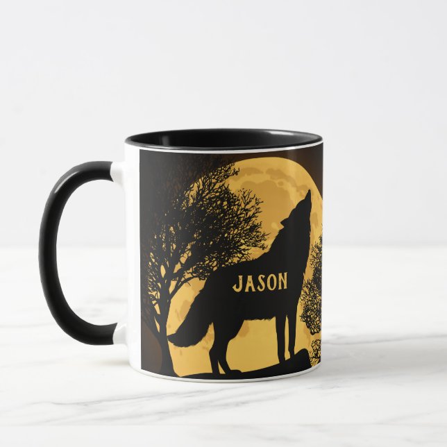 Caneca Howling Wolf and Moon Personalised Coffee Mug (Esquerda)