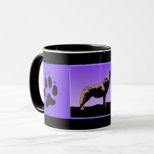 Caneca Howling Wolf at Sunset - Arte original sobre a vid