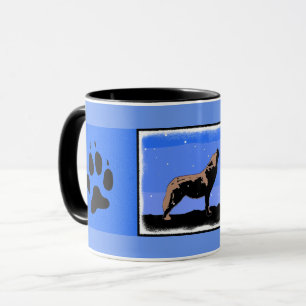 Caneca Howling Wolf no inverno - Arte original sobre a vi