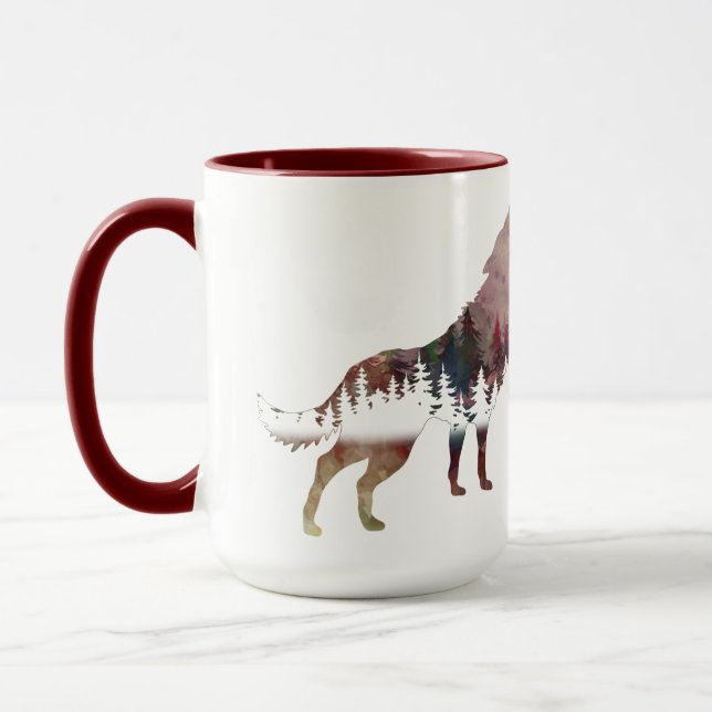 Caneca Howling Wolf Watercolor Wildlife Mug (Esquerda)