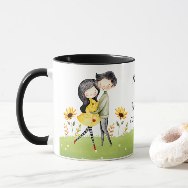 Caneca Hugging de Casal de Cute Personalizável (Com Donut)