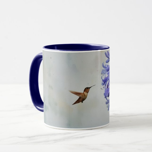 Caneca Hummingbird e Lily Flower Art Mug Cup (Frente Esquerda)
