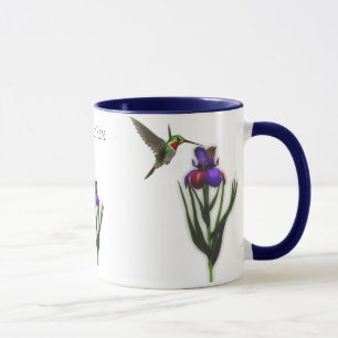 Caneca Hummingbird Iris Flower Mug