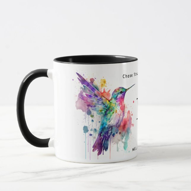 Caneca Hummingbird monograma com aquarela com nome (Esquerda)