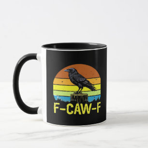 Caneca Humor Corvo Engraçado F-Caw-F Gótico