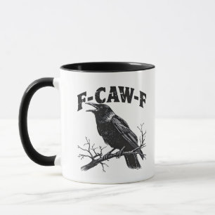 Caneca Humor de Corvo Gótico F-Caw-F Engraçado Essencial