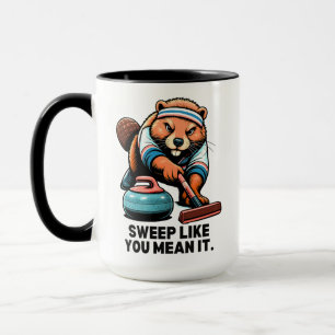 Caneca Humor de Curling do Castor Determinado