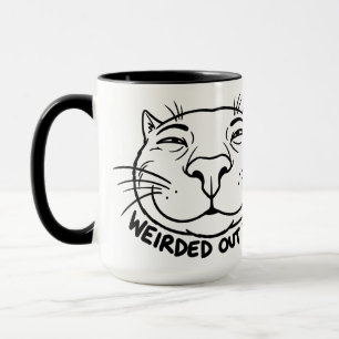 Caneca Humor de Gato Excêntrico Close Up Desconcertado Ai