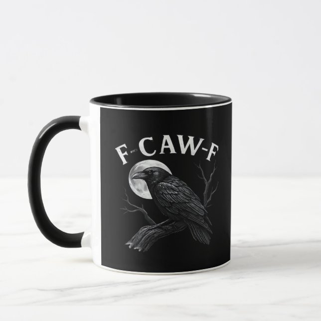 Caneca Humor F-Caw-F Gótico Corvo Engraçado (Esquerda)