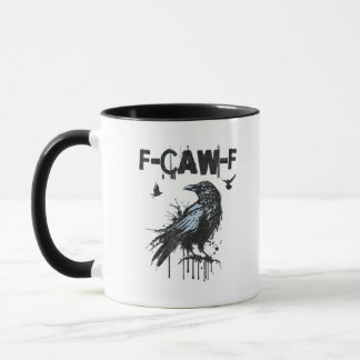 Caneca Humor Grunge Gráfico Corvo F-Caw-F Engraçado