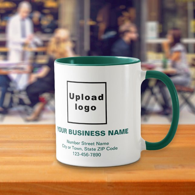 Caneca Hunter Green Business Marca Textos sobre Combo Mug (Build brand name awareness. Hunter green and white combo mug with your business brand.)