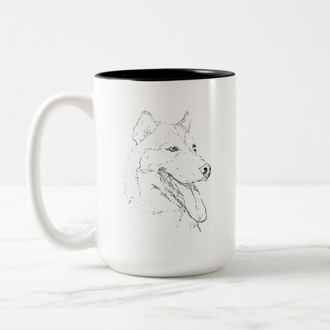 Caneca Husky – Xícara de Café com Desenho à Mão (Esquerda)