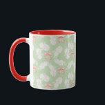 Caneca Hydrangea e Arcos Red Mug<br><div class="desc">Vermelho manuseava flores brancas de hydrangea com arcos vermelhos e caneca de listras verdes. Presente perfeito para o amante do milênio!</div>