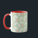 Caneca Hydrangea e Arcos Red Mug<br><div class="desc">Vermelho manuseava flores brancas de hydrangea com arcos vermelhos e caneca de listras verdes. Presente perfeito para o amante do milênio!</div>