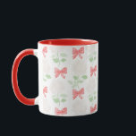Caneca Hydrangea e Arcos Red Mug<br><div class="desc">Vermelho manuseava flores brancas de hydrangea com arcos vermelhos e caneca de listras verdes. Presente perfeito para o amante do milênio!</div>