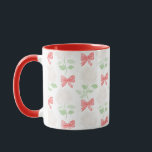 Caneca Hydrangea e Arcos Red Mug<br><div class="desc">Vermelho manuseava flores brancas de hydrangea com arcos vermelhos e caneca de listras verdes. Presente perfeito para o amante do milênio!</div>