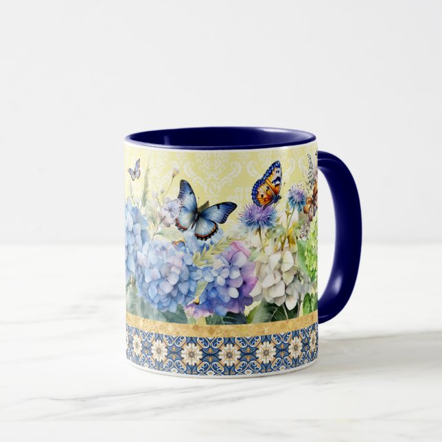Caneca Hydrangea e Butterfly Mug (Frente Esquerda)