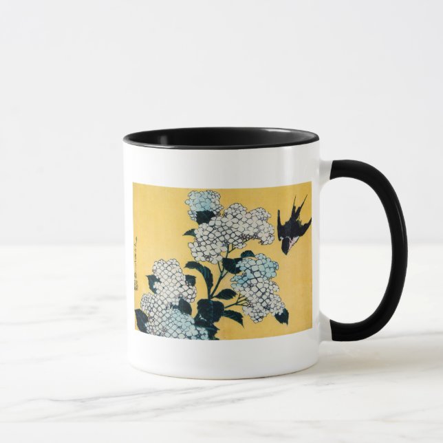 Caneca Hydrangea e Swallow, Hokusai, Ukiyo-e (Direita)
